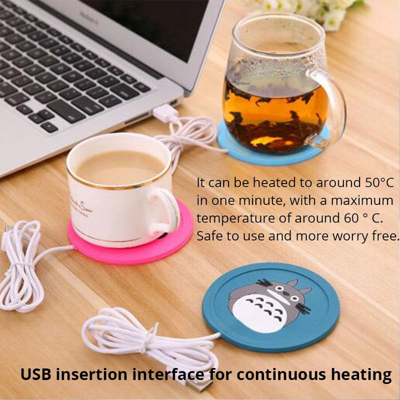 Rajzfilm Szilikon USB töltés Fűtés Poháralátét ülőgarnitúra Anti Wet alátét tartozékok Piros