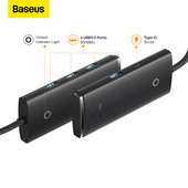 Baseus 4-portu C tipa USB-A centrmezgla adapteris USB-A uz USB 3.0*4 Ethernet sadalītājs Pamatne MacBook Pro klēpjdatoram