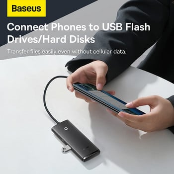 Baseus 4-Port Type-C USB-A HUB Adapter USB-A to USB 3.0*4 Ethernet сплитер Base For MacBook Pro лаптоп