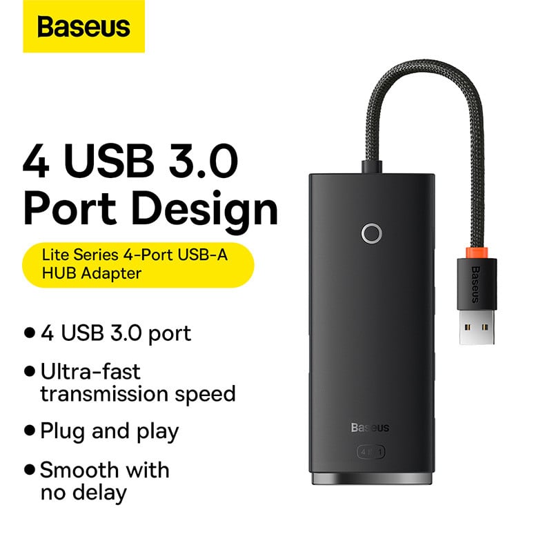 Baseus 4-portu C tipa USB-A centrmezgla adapteris USB-A uz USB 3.0*4 Ethernet sadalītājs Pamatne MacBook Pro klēpjdatoram