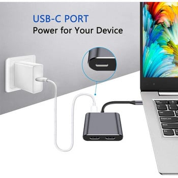 Тип C към двоен HDMI 4K HDTV USB3.0 PD такса за лаптоп Macbook Extend Dual Screen Display Cellphone USB C Hubs Докинг станция