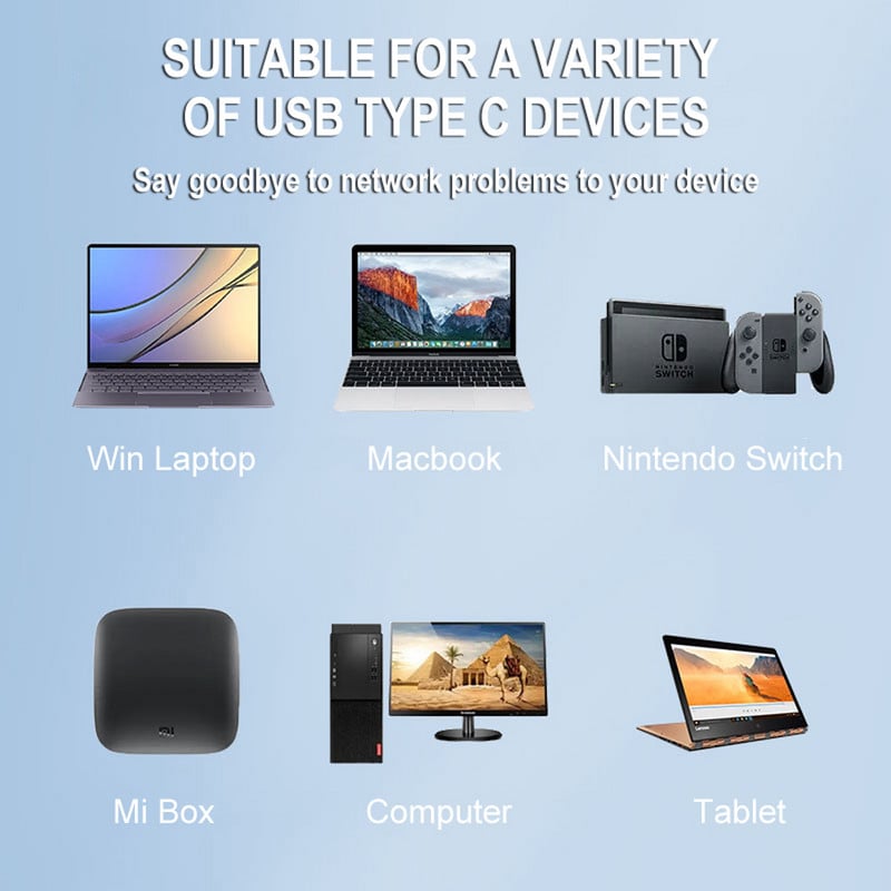 1000 Mbps USB C Ethernet centrmezgls USB 3.0 Type-C uz LAN adapteri RJ45 tīkla interneta dokstacijas sadalītājs klēpjdatoram Macbook