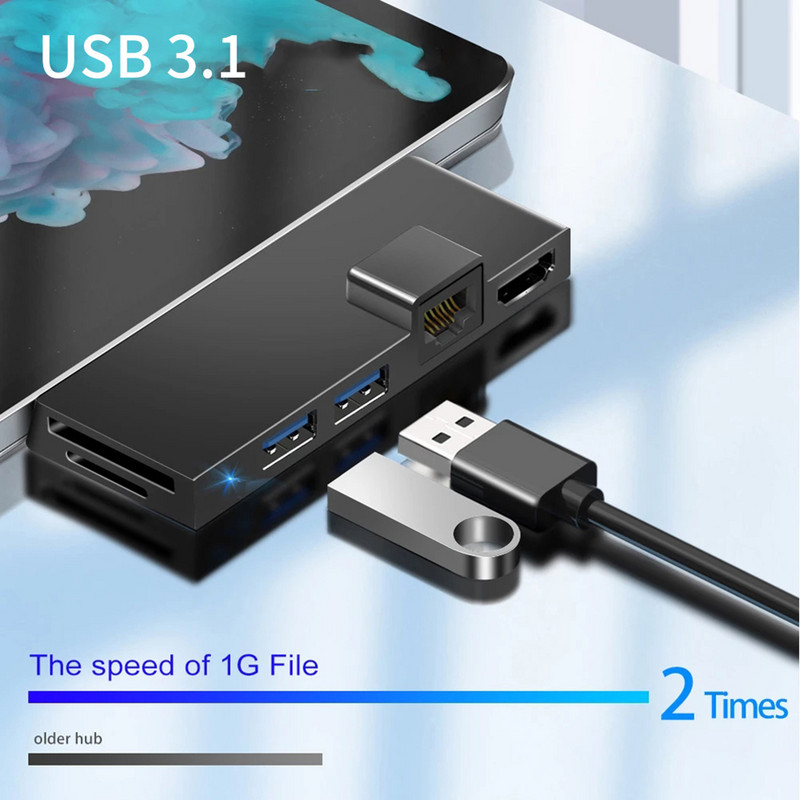 Dokkolóállomás HUB 4K USB 3.1 HDMI-kompatibilis merevlemez-meghajtó külső ház Dokkolóállomás-adapter Surface Pro-hoz 4 5 6