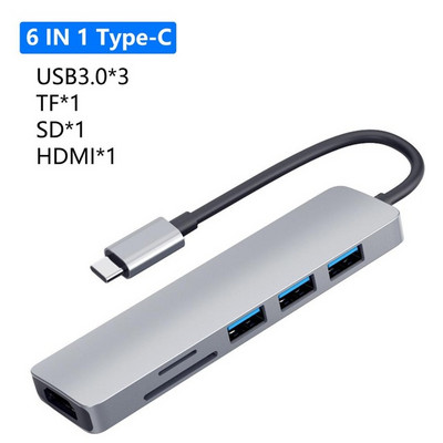 8 vienā USB c centrmezgls klēpjdatora adapterim, datora PD uzlādei, 8 portu dokstacijas RJ45 HD TF/SD kartes piezīmjdatora C tipa sadalītājs