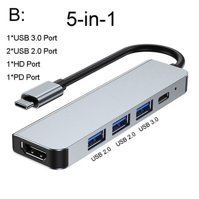 8 vienā USB c centrmezgls klēpjdatora adapterim, datora PD uzlādei, 8 portu dokstacijas RJ45 HD TF/SD kartes piezīmjdatora C tipa sadalītājs