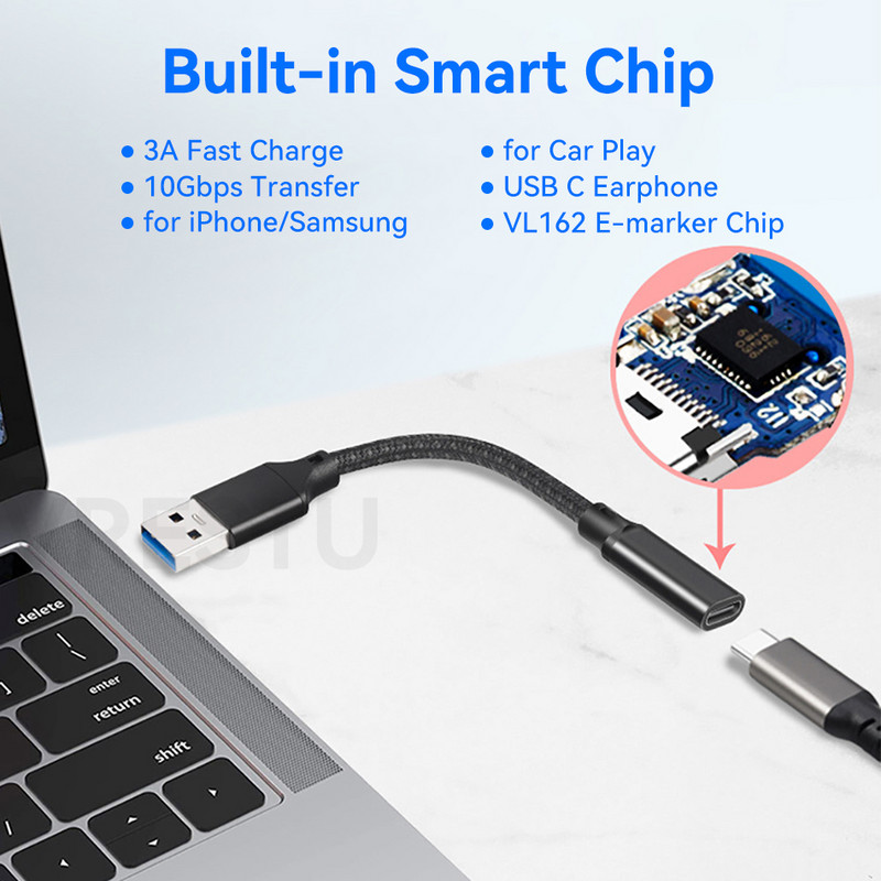 USB 3.2 na USB C OTG adapter USB A muški na USB-C pretvarač za iPhone 14 Xiaomi Huawei Samsung 10Gbps podatkovni USBC ženski konektor