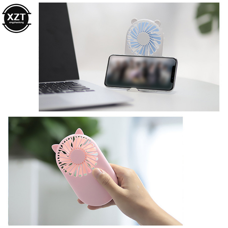 Nešiojamas mielas trijų greičių reguliuojamas USB įkraunamas mini rankinis ventiliatorius lauko kelionių biuras Kūrybinis stalinis kompiuteris Nutildytas įkrovimo ventiliatorius Naujas
