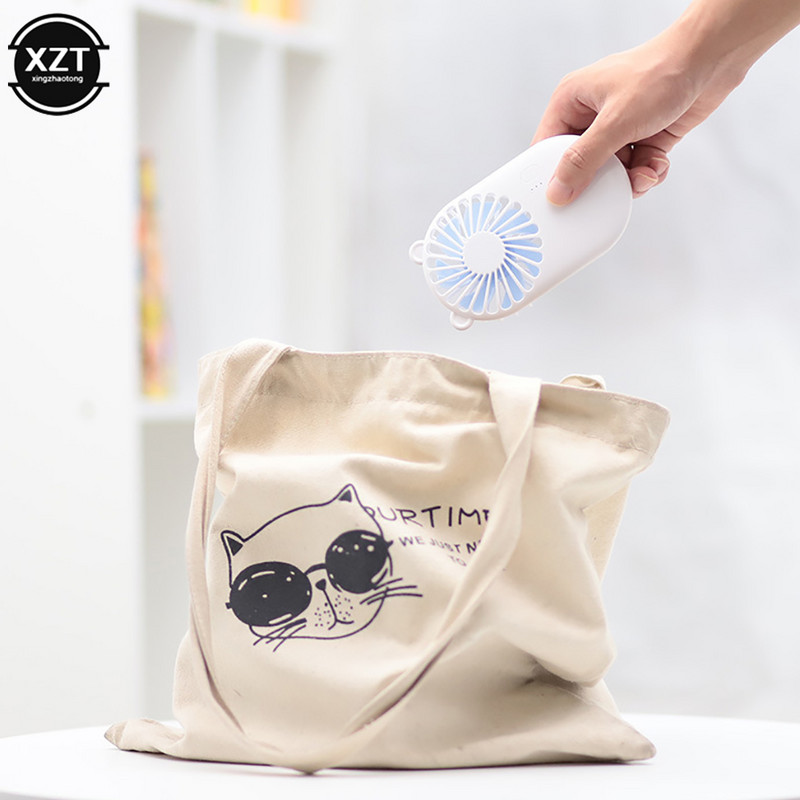 Nešiojamas mielas trijų greičių reguliuojamas USB įkraunamas mini rankinis ventiliatorius lauko kelionių biuras Kūrybinis stalinis kompiuteris Nutildytas įkrovimo ventiliatorius Naujas