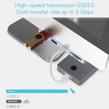 Hub 5-σε-1 για Imac Apple All-in-One USB3.0X2/Type-C/TF/SD 5Gbps Πολυλειτουργικός φορητός σταθμός σύνδεσης Hub