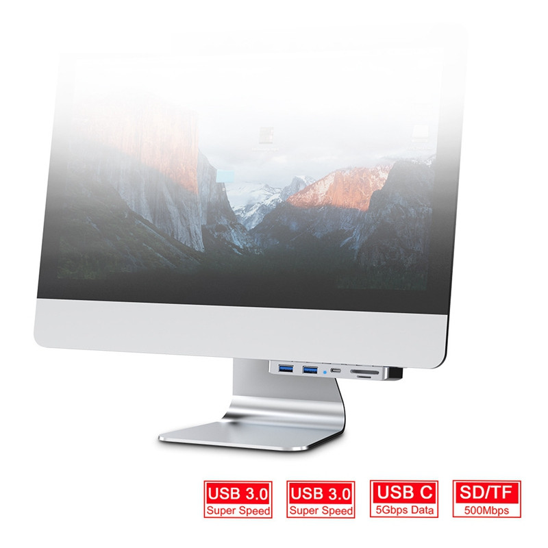 Hub 5-σε-1 για Imac Apple All-in-One USB3.0X2/Type-C/TF/SD 5Gbps Πολυλειτουργικός φορητός σταθμός σύνδεσης Hub