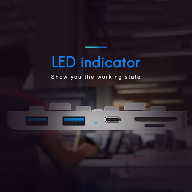 Hub 5-σε-1 για Imac Apple All-in-One USB3.0X2/Type-C/TF/SD 5Gbps Πολυλειτουργικός φορητός σταθμός σύνδεσης Hub