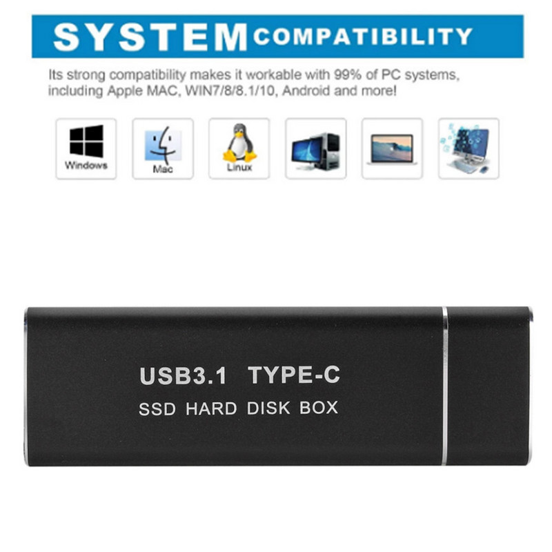 Tip C USB 3.1 na M.2 NGFF SSD Kutija za mobilni tvrdi disk Tip C Adapterska kartica Vanjsko kućište za m2 SATA SSD 2230/42/60 2280