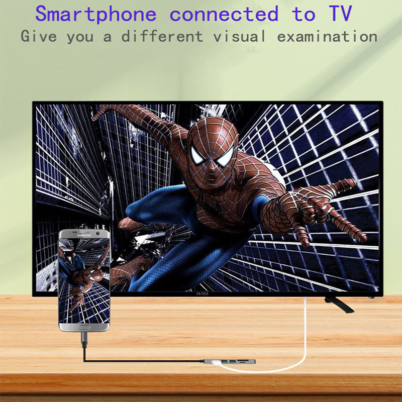 USB C nešiojamojo kompiuterio prijungimo stotis USB 3.0 HDMI TF SD USB šakotuvas Fealuyshon, skirtas Macbook Pro HP DELL Surface Lenovo Samsung Dock Station