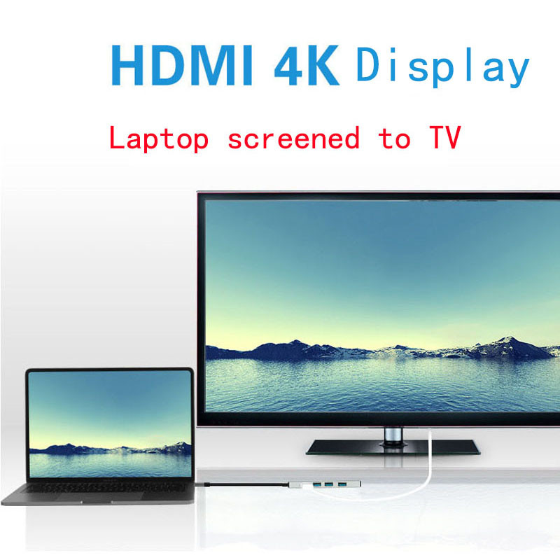 USB C nešiojamojo kompiuterio prijungimo stotis USB 3.0 HDMI TF SD USB šakotuvas Fealuyshon, skirtas Macbook Pro HP DELL Surface Lenovo Samsung Dock Station