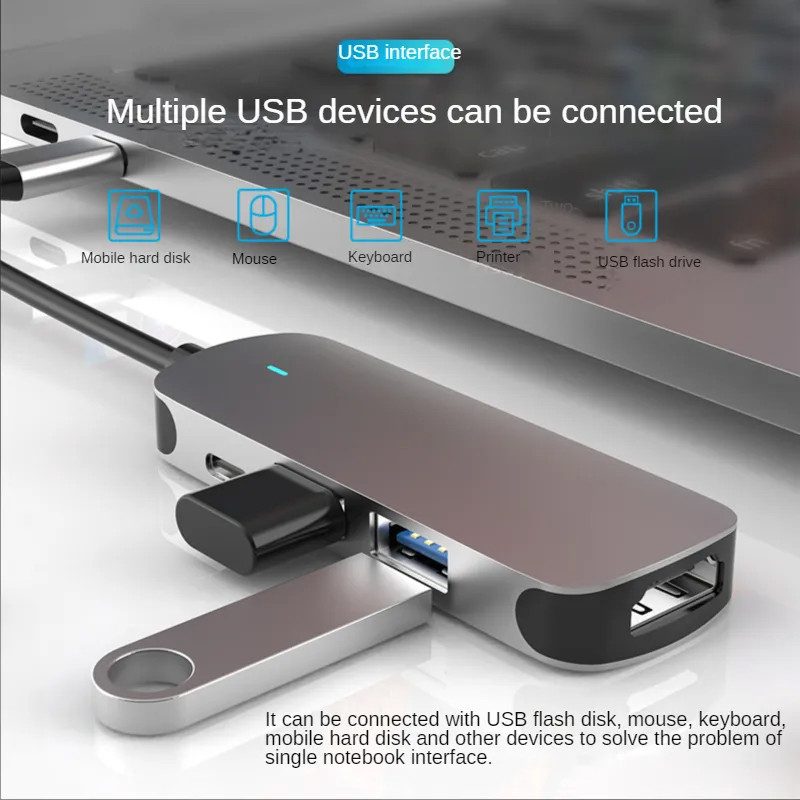 4 u 1 Type C Hub USB C na HDMI 4K Multiport adapter za MacBook/Chromebook Pixel/Dell XPS13/Samsung Galaxy s8/s8 Plus