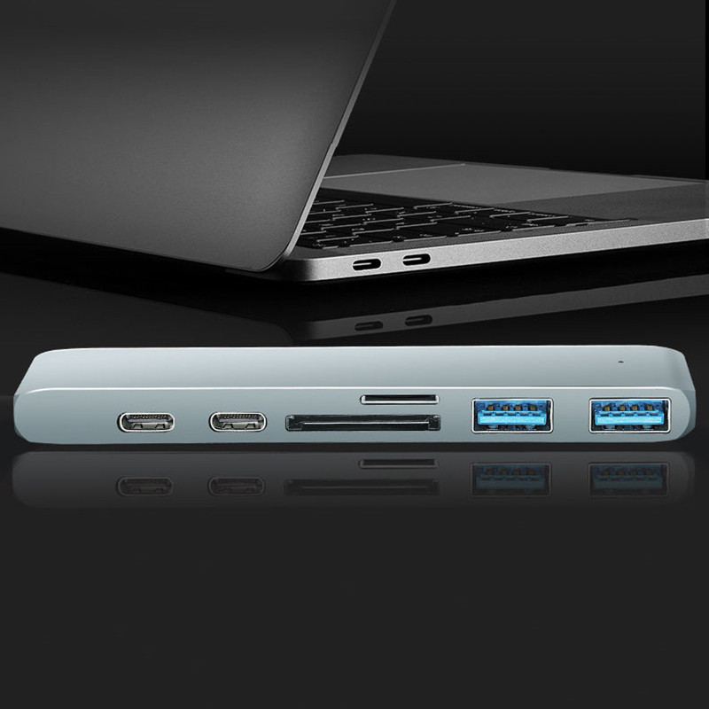 6 in 1 USB C raktas USB C doko stoties C tipo adapteris USB C šakotuvas PD100W, skirtas MacBook Air M1 2022-2018 ir MacBook Pro M1 2022-2016