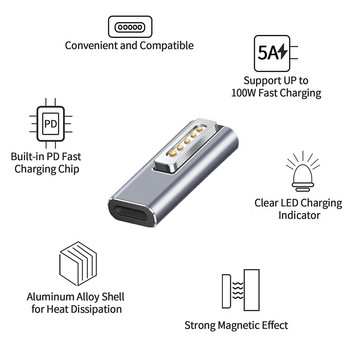 Φορητός Μαγνητικός Προσαρμογέας PD Type-C για Apple Magsafe 1 2 MacBook Air / Pro Laptop USB C Γυναικείος μετατροπέας βύσματος μαγνήτη φόρτισης