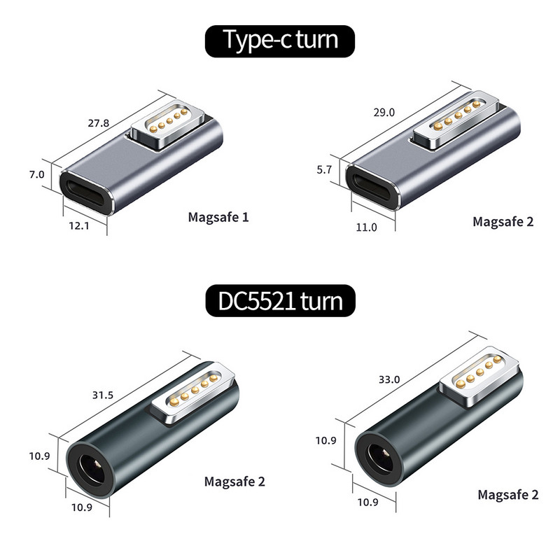 Преносим Type-C магнитен PD адаптер за Apple Magsafe 1 2 MacBook Air / Pro лаптоп USB C женски магнитен щепсел за зареждане Конвертор