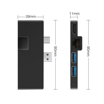 Για Microsoft Surface Pro 4/5/6 Docking Station Hub με 4K HDMI συμβατό RJ45