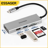 Essager USB C Tip C Cable Hub Extender High Speed USB 3.0 2.0 SD TF Card Reader Ports Splitter For Laptop Computer Office Hub