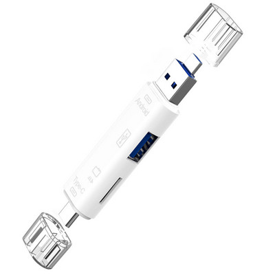 Многофункционален 5-в-1 USB / Type C / Micro USB OTG четец на карти за Android телефон / компютър / универсална TF карта / U флаш устройство