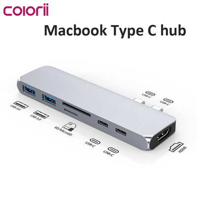DC701 хъб USB C към HDMI USB A sd карта micro sd карта за MacBook Pro Thunderbolt 3 Докинг двоен USB тип C ХЪБ