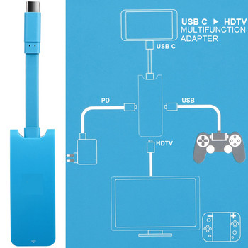 3в1 USB C хъб към 4K HDMI TV PD Бързо зареждане USB Тип C Докинг станция за Nintendo Switch Лаптоп Телефон Таблет Dex USBC Докинг станция