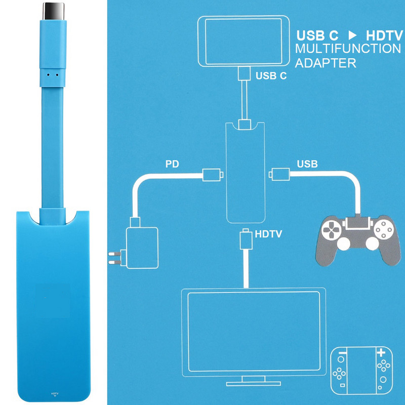Διανομέας USB C 3 σε 1 σε Τηλεόραση 4K HDMI PD Σταθμός σύνδεσης USB τύπου C γρήγορης φόρτισης για φορητό υπολογιστή Nintendo Switch Tablet Dex USBC Dock