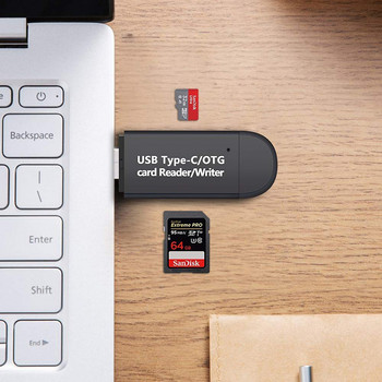 3 в 1 SD TF карта за четене Високоскоростен четец на карти Memeory за адаптер за мобилен телефон Samsung Huawei тип C Micro USB 2.0 четец на карти