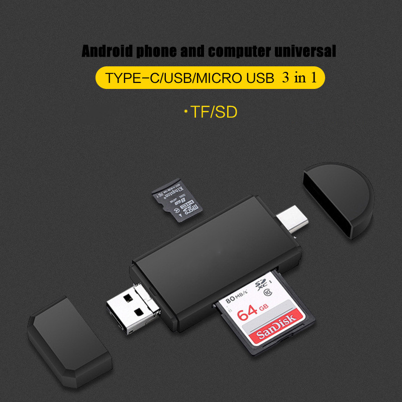 3 u 1 SD TF kartica za čitanje Brzi čitač memorijskih kartica za Samsung Huawei adapter za mobilni telefon tipa C Micro USB 2.0 čitač kartica