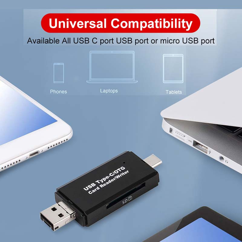 3 u 1 SD TF kartica za čitanje Brzi čitač memorijskih kartica za Samsung Huawei adapter za mobilni telefon tipa C Micro USB 2.0 čitač kartica