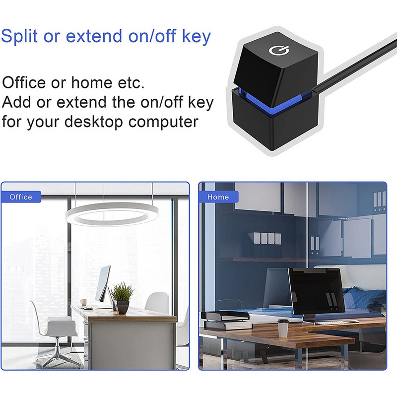 Lumini LED colorate portabile de 2 m Comutator de birou pentru computer Placă de bază pentru PC Buton de pornire/oprire pornire extern Cablu de prelungire