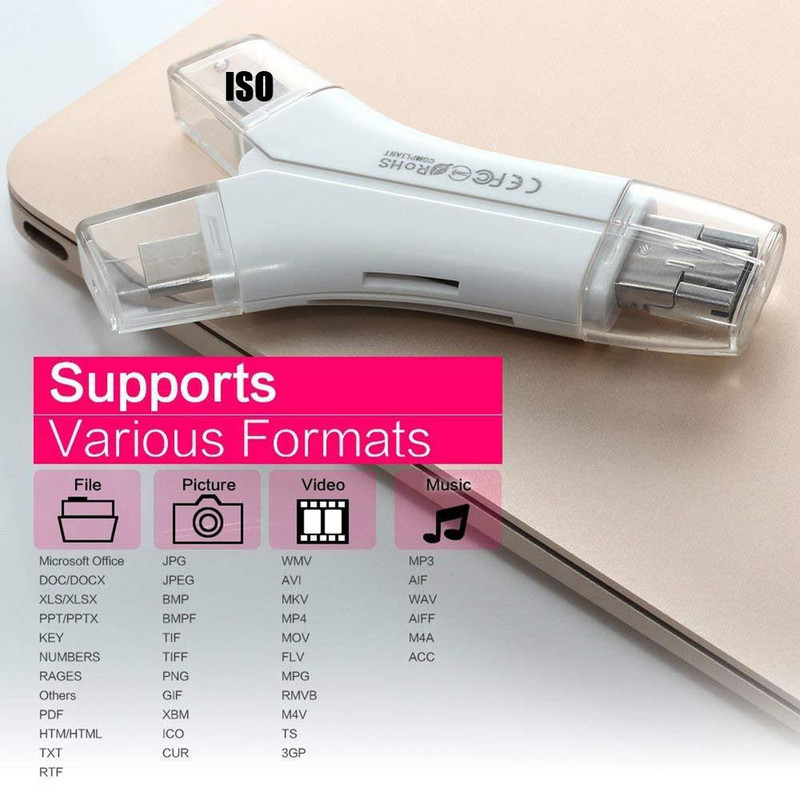 4 az 1-ben Otg kártyaolvasó Univerzális többfunkciós mobiltelefon Tf Sd kamera több interfészes kártyaolvasó alkalmazással