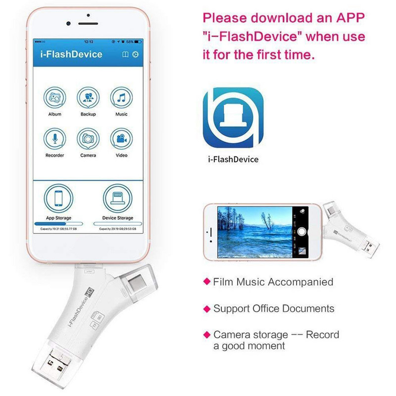 4 az 1-ben Otg kártyaolvasó Univerzális többfunkciós mobiltelefon Tf Sd kamera több interfészes kártyaolvasó alkalmazással