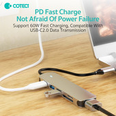 Coteetci Docking 6in1 Hub Type-C Pd Usb3.0 Usb2.0 Hdml Usb-C2.0 Sd Tf Card Reade Docking Station Accesorii pentru computer