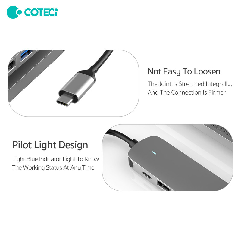 Coteetci Docking 6in1 Hub Type-C Pd Usb3.0 Usb2.0 Hdml Usb-C2.0 Sd Tf Card Reade Docking Station Accesorii pentru computer