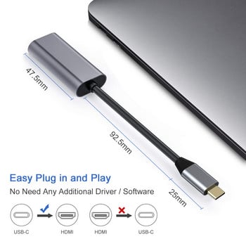 typec към hdmi женски преходен кабел 4K30HZ/60hz Macbook преобразувател на дисплея