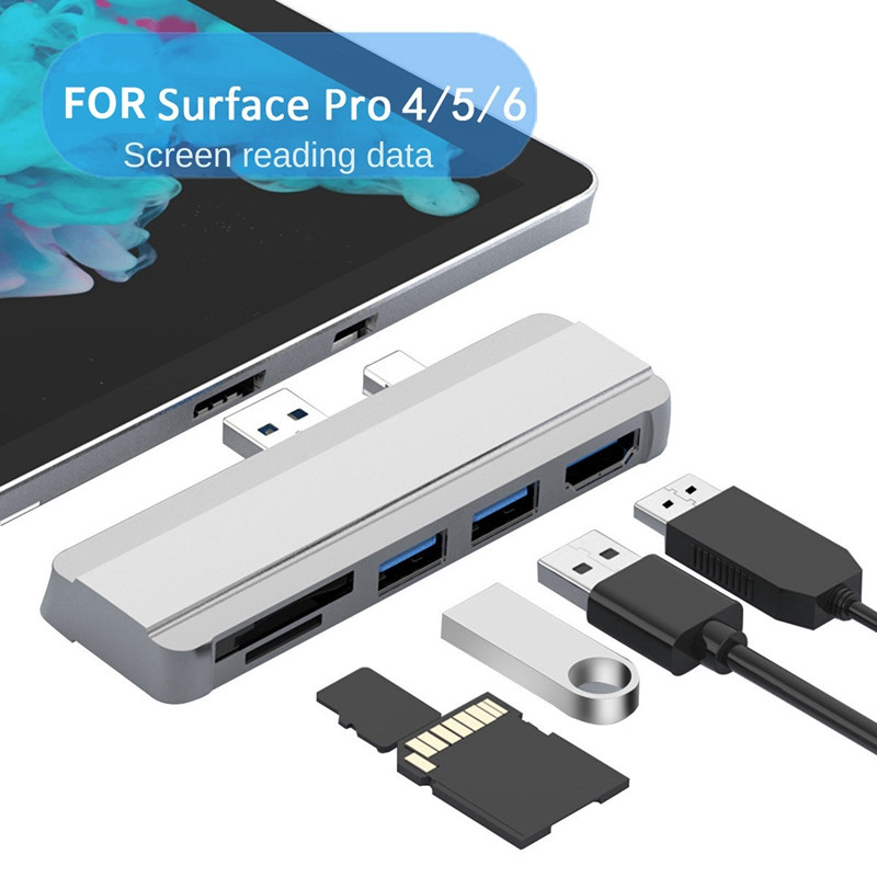 Surface Pro 6 5 4 Hub 5 az 1-ben USB dokkoló állomáshoz HDMI-kompatibilis 2 portos USB 3.0 memóriakártya-olvasóval