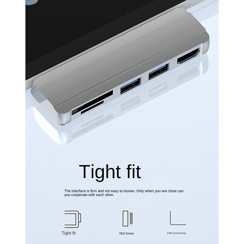 Surface Pro 6 5 4 Hub 5 az 1-ben USB dokkoló állomáshoz HDMI-kompatibilis 2 portos USB 3.0 memóriakártya-olvasóval