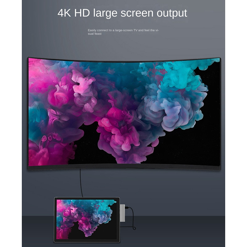 Surface Pro 6 5 4 Hub 5 az 1-ben USB dokkoló állomáshoz HDMI-kompatibilis 2 portos USB 3.0 memóriakártya-olvasóval