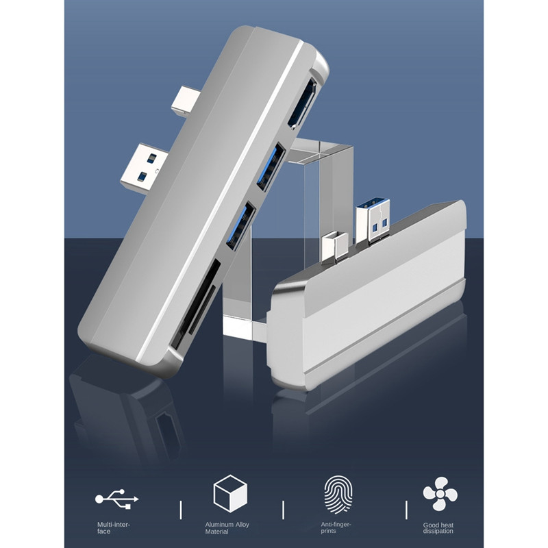 Surface Pro 6 5 4 Hub 5 az 1-ben USB dokkoló állomáshoz HDMI-kompatibilis 2 portos USB 3.0 memóriakártya-olvasóval