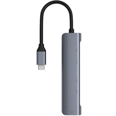Alumínium USB-C dokkoló állomás 5 In 1 Type C hub HDMI USB 2.0/USB 3.0 Audio 3,5 mm-es portok bővítő adapter PC laptophoz