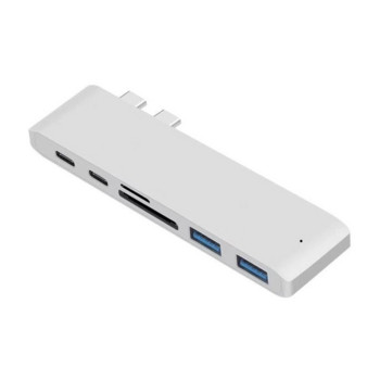 USB C HUB Dual Type-C σε USB 3.0 TF SD Reader για M2 M1 MacBook Pro Air Adapter Thunderbolt 3 Dock USB C 3.1 Type C HUB