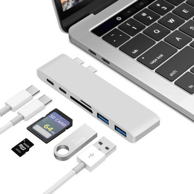 USB C HUB Dual Type-C към USB 3.0 TF SD Reader за M2 M1 MacBook Pro Air Adapter Thunderbolt 3 Dock USB C 3.1 Port Type C HUB