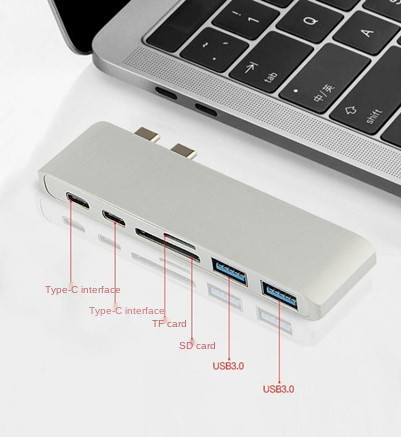 USB C jaotur Kahe tüüpi C ja USB 3.0 TF SD-lugeja M2 M1 jaoks MacBook Pro Air Adapter Thunderbolt 3 dokk USB C 3.1 pordi tüüp C jaotur