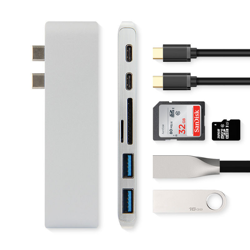 USB C jaotur Kahe tüüpi C ja USB 3.0 TF SD-lugeja M2 M1 jaoks MacBook Pro Air Adapter Thunderbolt 3 dokk USB C 3.1 pordi tüüp C jaotur