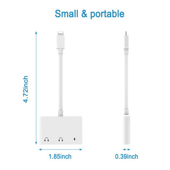 3 в 1 аудио адаптер за зареждане Сплитер за слушалки за Dual Lightning + 3,5 mm жак кабел Бързо зарядно за iPhone SE/8/7/X XR iOS