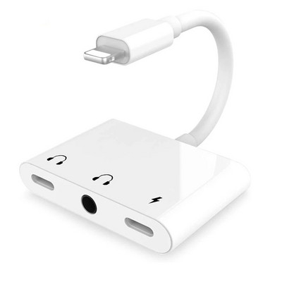 3 viename įkrovimo garso adapterio ausinių skirstytuvas, skirtas dvigubam žaibui + 3,5 mm lizdo laidas, greitas įkroviklis, skirtas iPhone SE/8/7/X XR iOS