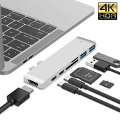 USB 3.1 Type-C hub HDMI-kompatibilis adapterhez 4K Thunderbolt 3 USB C hub Usb3.0 TF SD olvasónyílással PD MacBook Air Pro M1-hez