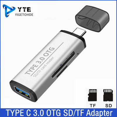 USB kártyaolvasó 2 az 1-ben C típusú USB 3.0 SD Micro SD TF adapter laptop telefonhoz OTG kártyaolvasó intelligens memória SD TF kártyaolvasó